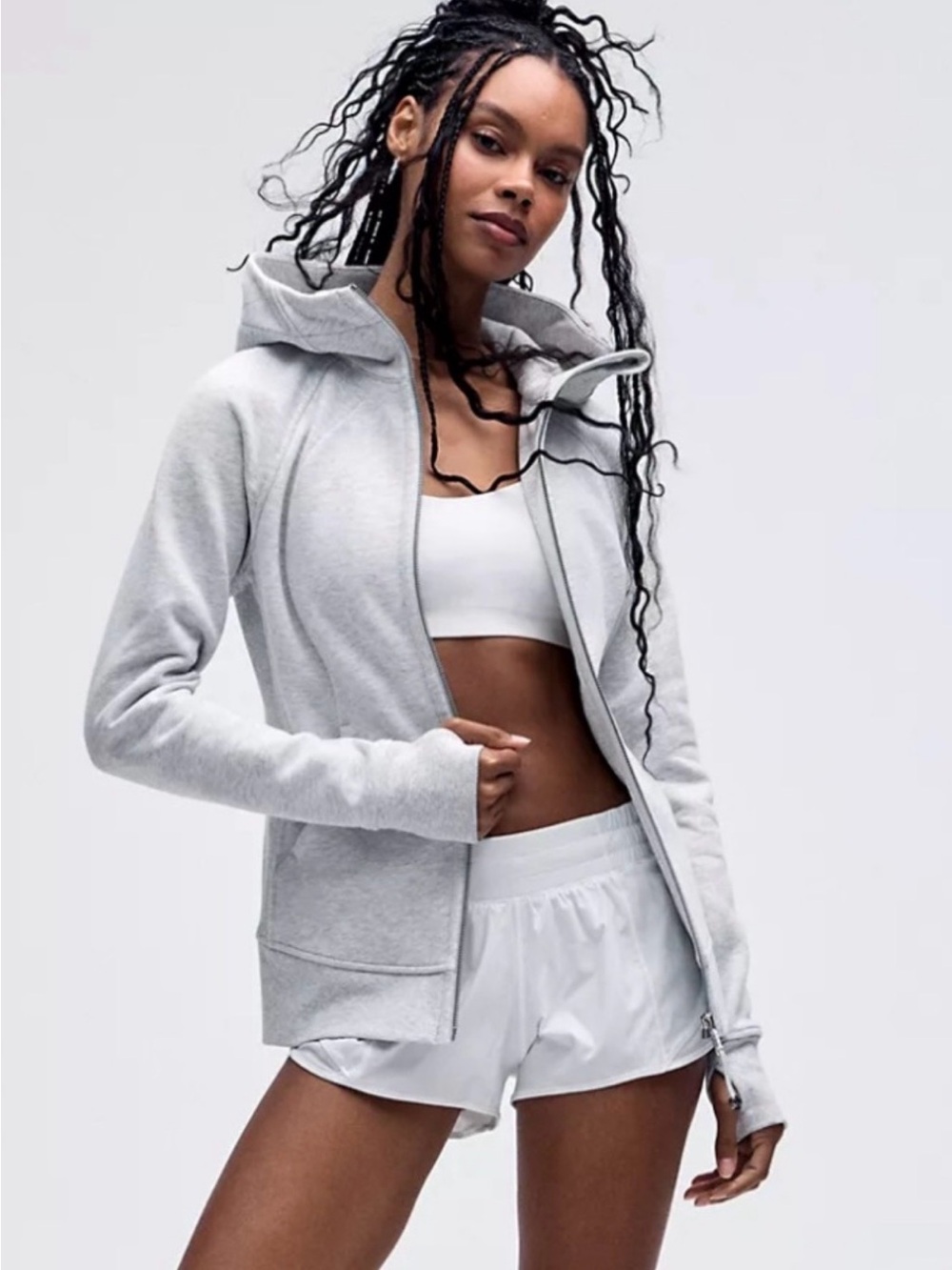 Lululemon Scuba Full-Zip Hoodie Gray Fleece Jacket Size 6 EUC